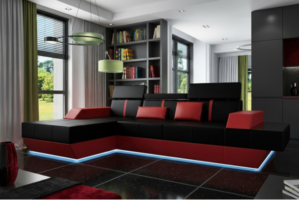Ledersofa Wohnlandschaft Couch Sofa Ecksofa USB Leder Polster Massanfertigung
