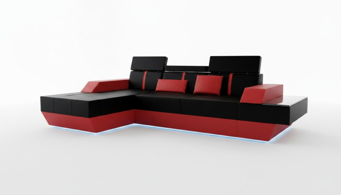 Ledersofa Wohnlandschaft Couch Sofa Ecksofa USB Leder Polster Massanfertigung