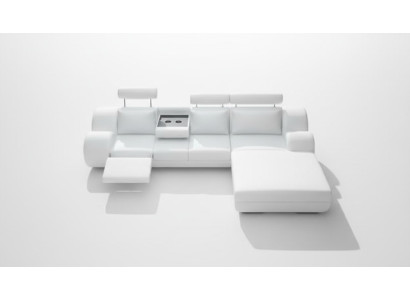 Designer Garnitur Wohnlandschaft Eckcouch Couch Sofa Polster Ledersofa mit USB