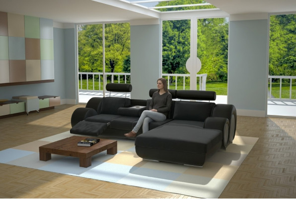 Design Garnitur Wohnlandschaft Eckcouch Couch Sofa Polster Massfertigung USB