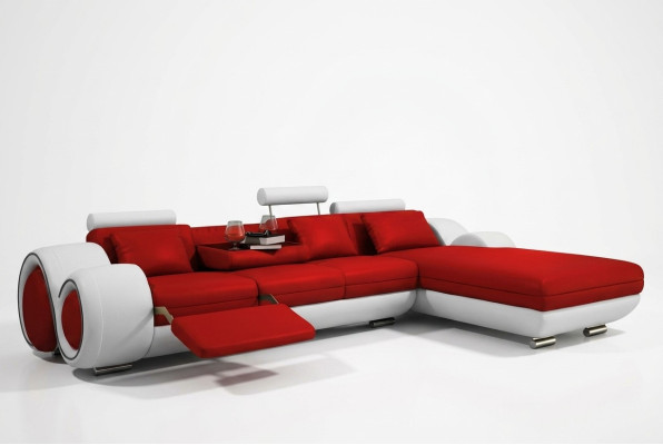 Ecksofa USB Wohnlandschaft Ledersofa Sofa Massfertigung Polster Garnitur Couch