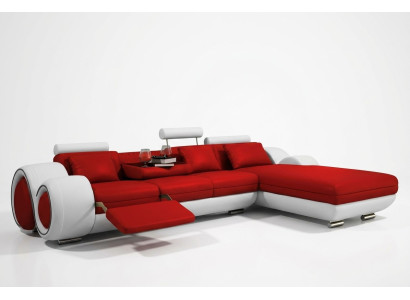 Ecksofa USB Wohnlandschaft Ledersofa Sofa Massfertigung Polster Garnitur Couch