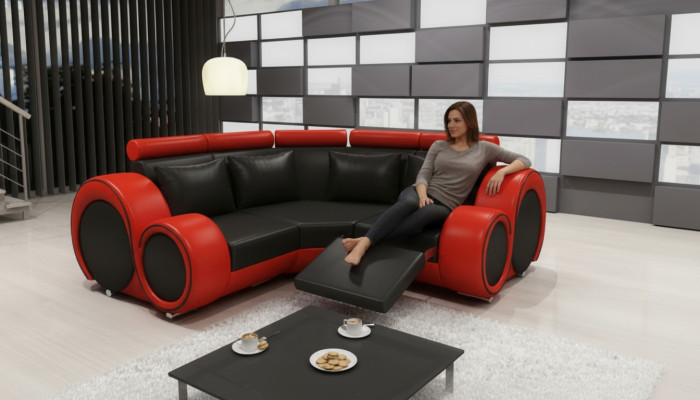 LEDERSOFA mit USB DESIGN ECKSOFA BERLIN SOFA GARNITUR POLSTER Massfertigung Neu
