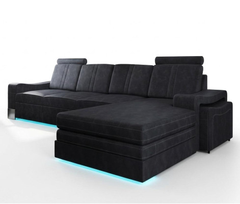 Stoffcouch mit USB Sofa Polster Garnitur Ecke Neu Textilcouch Eckcouch Stoffsofa