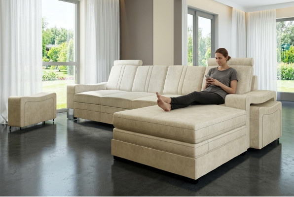 Textilcouch Eckcouch Stoffsofa mit USB Ecksofa Sofa Polster Garnitur Ecke Neu