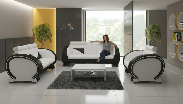 LEDERSOFA mit USB DESIGNERSOFA GARNITUR 3+1 COUCH POLSTERGARNITUR POLSTER SOFA