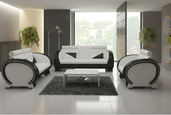 LEDERSOFA mit USB DESIGNERSOFA GARNITUR 3+1 COUCH POLSTERGARNITUR POLSTER SOFA