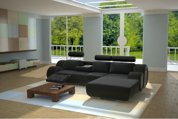 Designer Couch Sofa Polster Ledersofa +USB Neu Garnitur Wohnlandschaft Eckcouch