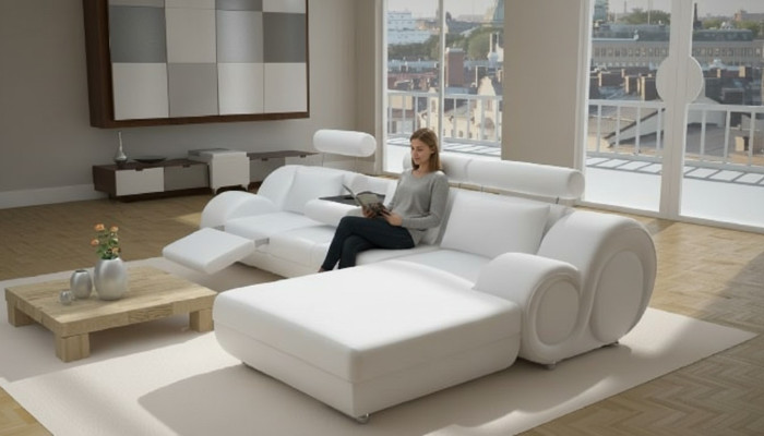 Designer Polster Sofa + USB Ledersofa Wohnlandschaft Ecksofa Garnitur Berlin II