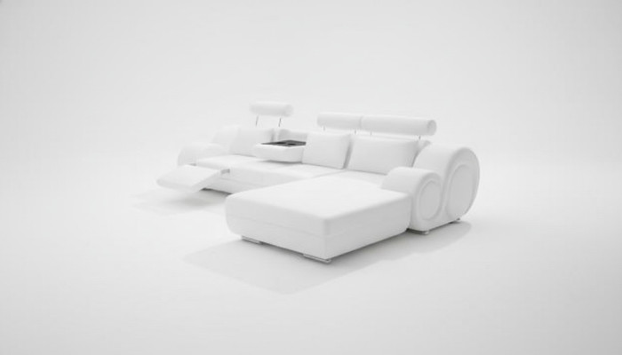 Designer Polster Sofa + USB Ledersofa Wohnlandschaft Ecksofa Garnitur Berlin II