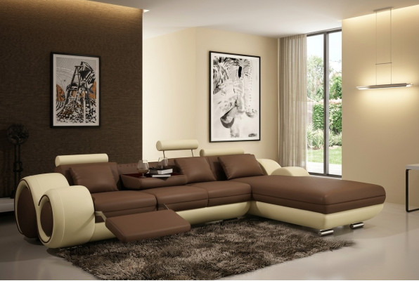 Patentiertes Design Ecksofa Sofa +USB,Polster Leder Ecke BERLIN Wohnlandschaft