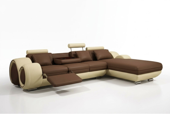 Patentiertes Design Ecksofa Sofa +USB,Polster Leder Ecke BERLIN Wohnlandschaft