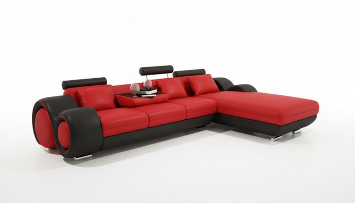 Patentiertes Design Ecksofa Sofa + USB,Polster Leder Ecke BERLIN Wohnlandschaft