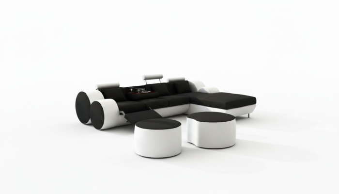 DESIGNER LEDERSOFA GARNITUR mit USB,LEDER ECKSOFA WOHNLANDSCHAFT LEDERCOUCH