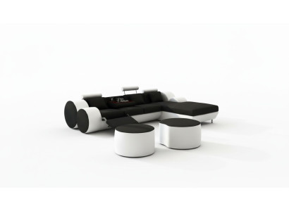 DESIGNER LEDERSOFA GARNITUR mit USB,LEDER ECKSOFA WOHNLANDSCHAFT LEDERCOUCH