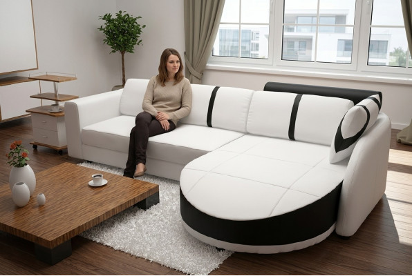 LEDERSOFA ECKSOFA MIT BETTFUNKTION DESIGNERSOFA SCHLAFSOFA LEDERECKCOUCH mit USB