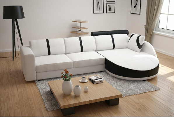LEDERSOFA ECKSOFA MIT BETTFUNKTION DESIGNERSOFA SCHLAFSOFA LEDERECKCOUCH mit USB