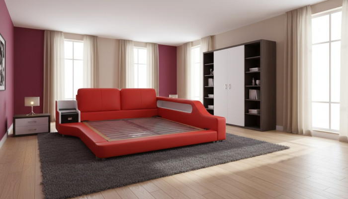 Doppel Luxus Design Leder Bett Polster Betten mit USB Hotel Multifunktion