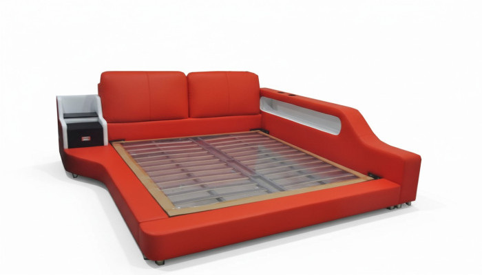 Doppel Luxus Design Leder Bett Polster Betten mit USB Hotel Multifunktion
