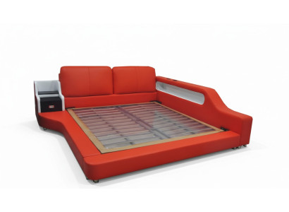 Doppel Luxus Design Leder Bett Polster Betten mit USB Hotel Multifunktion