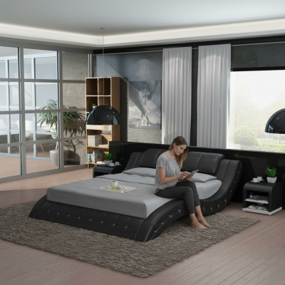 Luxus Leder Bett USB Design Polster Betten Doppel Modernes Ehe140/160/180 LB8824