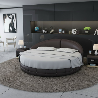 Design Rund Bett Polsterbett Luxusbett Doppelbett USB Betten Rundes