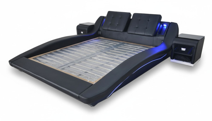 Luxus Leder Design Betten Doppel Bett mit USB Ehe Exclusiv 180x200 cm