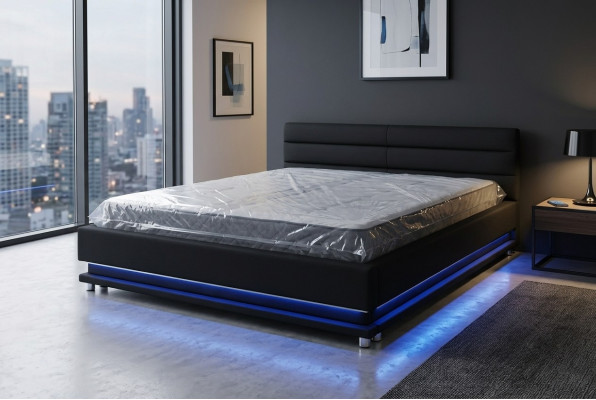 Luxus Leder Design Polster Betten Doppel mit USB 140/160/180/200 cm Bett