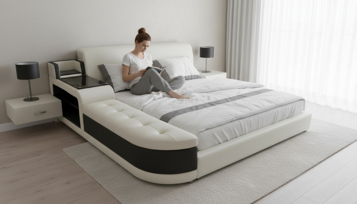 Designer Polsterbett für Schlafzimmer aus hochwertigen Materialien