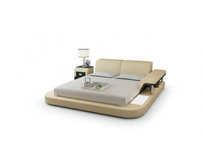 Design Bett XXL Big Betten Leder Hotel Polster 180x200 Multifunktion Regal USB