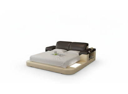 Design Bett XXL Big Betten Leder Polster Hotel 200x200cm Multifunktion Regal USB