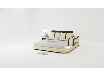 Design Bett XXL Big Betten Leder Hotel Polster 180x200 Multifunktion Regal USB
