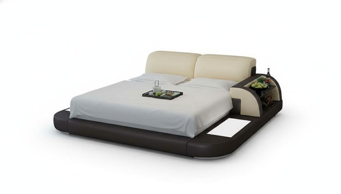 Design Bett XXL Big Betten Leder Hotel Polster 180x200 Multifunktion Regal USB