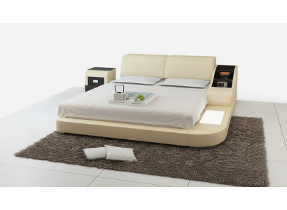 Design Bett XXL Big Betten Leder Hotel Polster 160x200cm Multifunktion Regal USB