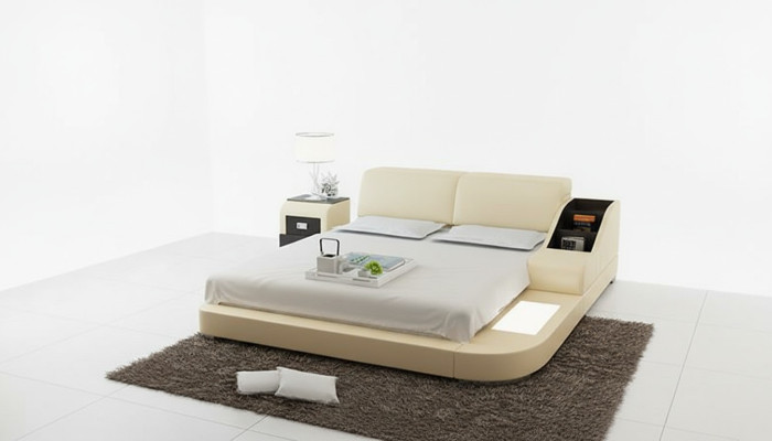 Design Bett XXL Big Betten Leder Polster Hotel 160x200cm Multifunktion Regal USB