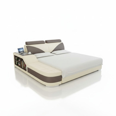 Design Polster Doppel Bett Moderne Schlafzimmer Betten 140x200cm + USB & Regal