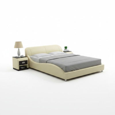 Design Polster Doppel Bett Moderne Betten Schlafzimmer mit USB & Regal 200x210 cm