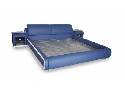Doppel Luxus Leder Bett + USB Polster Betten Multifunktion LB8835