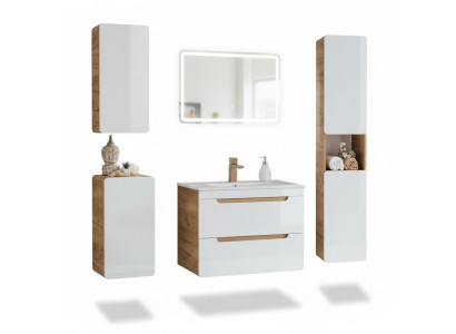 Design Badezimmer Möbel Bad Garnitur Schrank Waschbecken Deko Beleuchtung