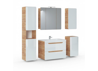 Design Badezimmer Möbel Bad 5tlg. Set Garnitur Schrank Beleuchtung