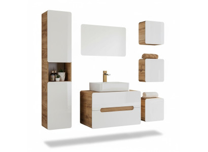 Design Badezimmer Möbel Bad 6tlg. Set Garnitur Schrank Deko Waschbecken