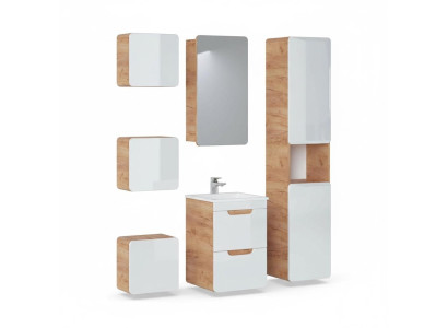 Design Badezimmer Möbel Gruppe Bad 6tlg. Set Garnitur Schrank Waschbecken Holz