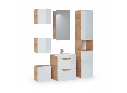 Design Badezimmer Möbel Bad 6 tlg. Set Garnitur Schrank Waschbecken
