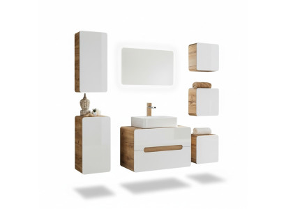 Design Badezimmer Möbel Bad 7 tlg. Set Garnitur Schrank Waschbecken
