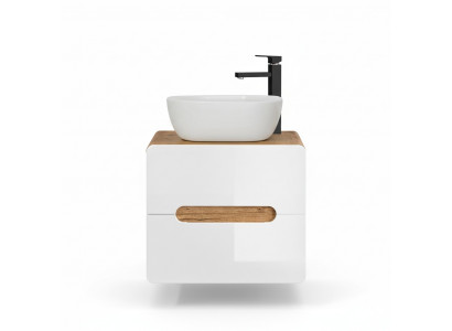 Waschtisch Badezimmer Waschbecken mit Aufsatz Becken 60cm Unterschrank Hochglanz