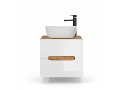 Waschtisch Badezimmer Waschbecken mit Aufsatz Becken 60cm Unterschrank Hochglanz