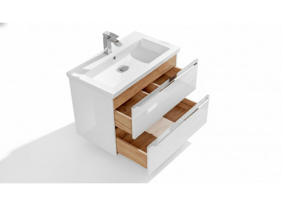 Badmöbel Set 80cm Waschbecken mit Unterschrank Waschtisch Schublade Hängeschrank