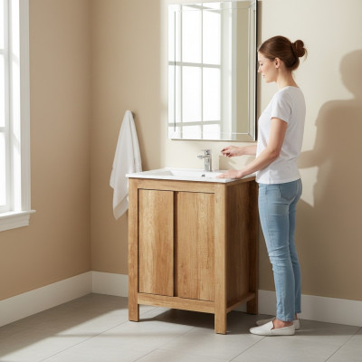 Badmöbel Set 60cm Waschbecken mit Dekorative Unterschrank Modern Waschtisch