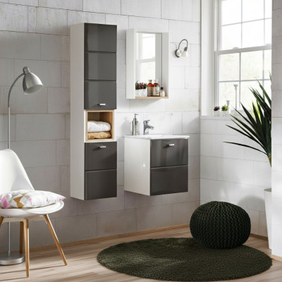 3-tlg. Waschplatz Badmöbel Badezimmer Set Waschtisch Waschbecken