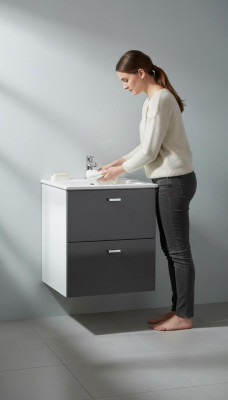 Badmöbel Set 40cm Waschbecken mit Unterschrank Waschtisch Schublade Hängeschrank
